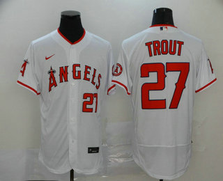 Men's Los Angeles Angels #27 Mike Trout White Stitched MLB Flex Base Nike Jersey