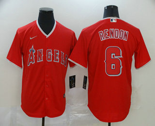 Men's Los Angeles Angels #6 Anthony Rendon Red Stitched MLB Cool Base Nike Jersey