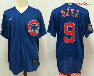 Men's Chicago Cubs #9 Javier Baez Blue Stitched MLB Cool Base Nike Jersey