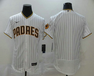 Men's San Diego Padres Blank White Pinstripe Stitched MLB Flex Base Nike Jersey