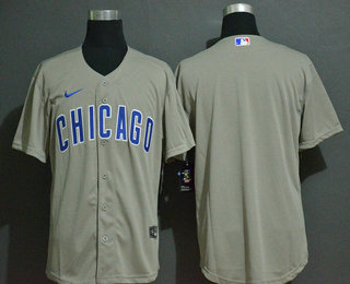 Men's Chicago Cubs Blank Gray Stitched MLB Cool Base Nike Jersey