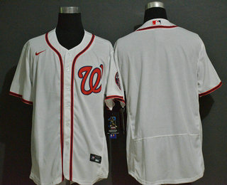 Men's Washington Nationals Blank White Stitched MLB Flex Base Nike Jersey