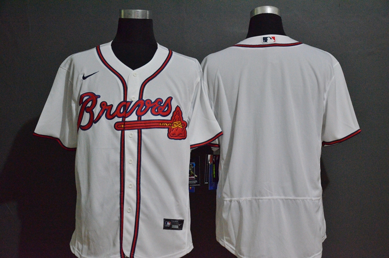 Men's Atlanta Braves Blank White Stitched MLB Flex Base Nike Jersey