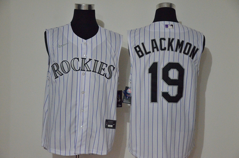 Men's Colorado Rockies #19 Charlie Blackmon White 2020 Cool and Refreshing Sleeveless Fan Stitched MLB Nike Jersey