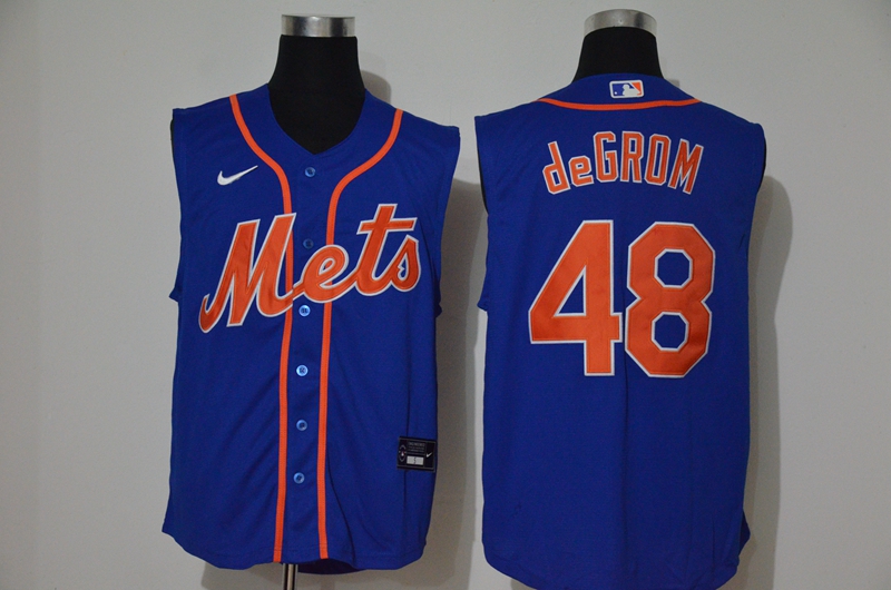 Men's New York Mets #48 Jacob deGrom Blue 2020 Cool and Refreshing Sleeveless Fan Stitched MLB Nike Jersey