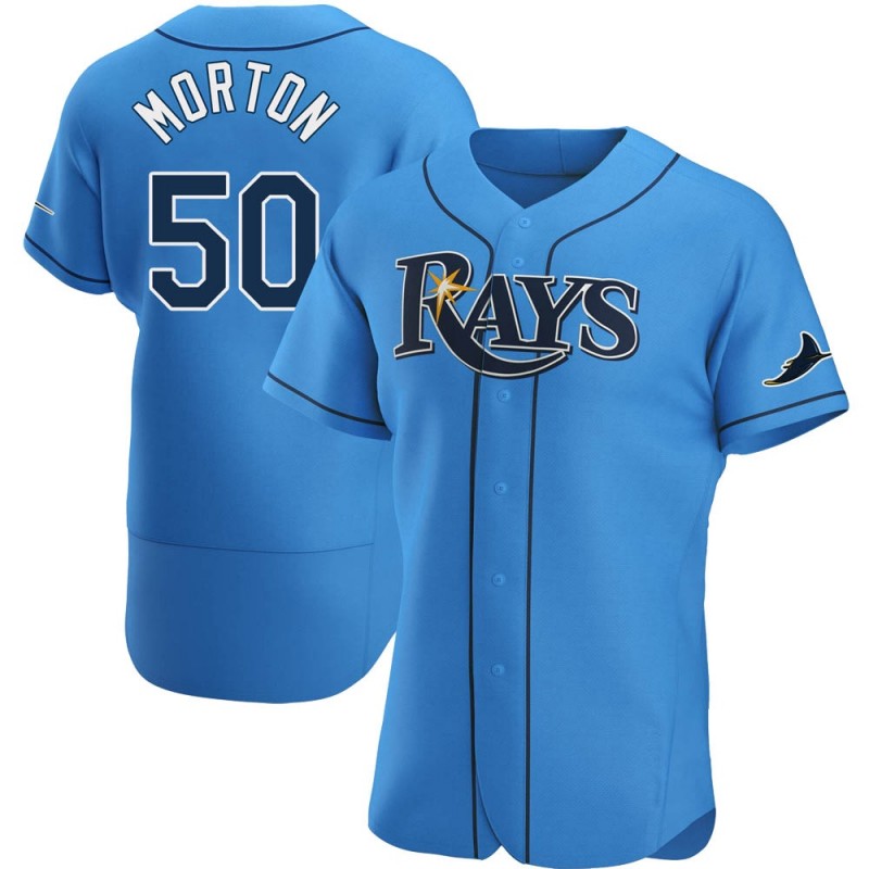 Men's Tampa Bay Rays #50 Charlie Morton Light Blue Alternate Nike Jersey