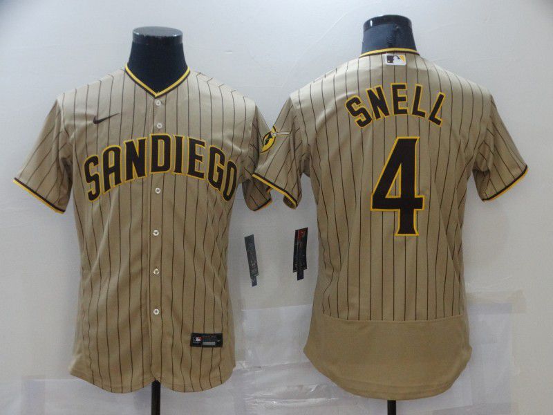 Men San Diego Padres 4 Snell brown stripe Elite 2021 Nike MLB Jersey