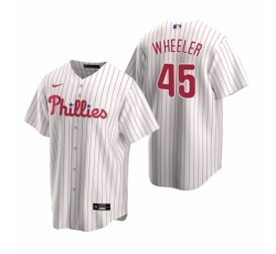 Mens Nike Philadelphia Phillies 45 Zack Wheeler White Home Stitched Baseball Jersey