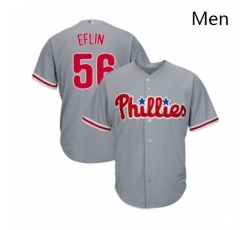 Mens Philadelphia Phillies 56 Zach Eflin Replica Grey Road Cool Base Baseball Jersey