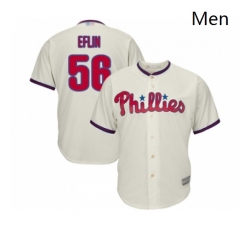 Mens Philadelphia Phillies 56 Zach Eflin Replica Cream Alternate Cool Base Baseball Jersey