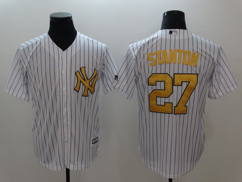 Men New York Yankees 27 Stanton White yellow Game 2021 MLB Jersey