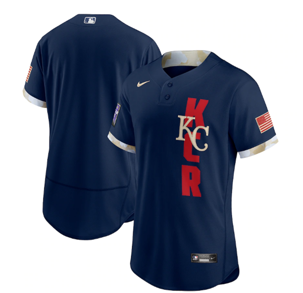 Men's Kansas City Royals Blank 2021 Navy All-Star Flex Base Stitched MLB Jersey