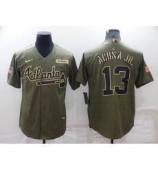 Men's Atlanta Braves #13 Ronald Acuna Jr. Salute To Service Stitched Baseball Jersey