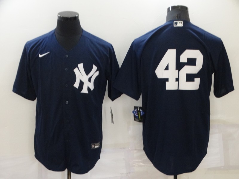 Men's New York Yankees #42 Mariano Rivera No Name Navy Blue Stitched MLB Cool Base Nike Jersey