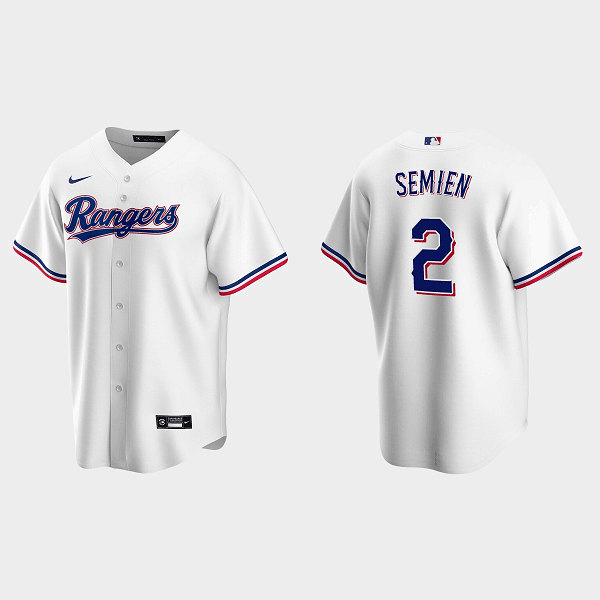 Men's Texas Rangers #2 Marcus Semien White Cool Base Stitched Baseball Jersey