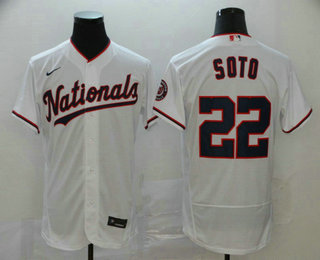 Men's Washington Nationals #22 Juan Soto White Stitched MLB Flex Base Jersey