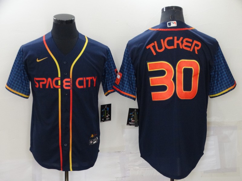 Men's Houston Astros #30 Kyle Tucker 2022 Navy City Connect Cool Base Stitched Jersey