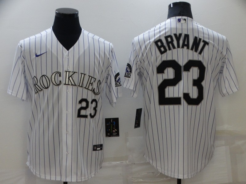 Men's Colorado Rockies #23 Kris Bryant White Stitched MLB Cool Base Nike Jersey