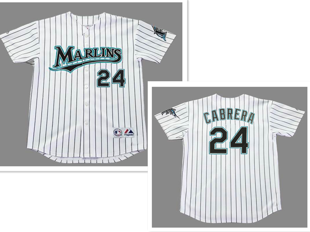 Men's Florida Marlins #24 MIGUEL CABRERA 2005 Home Majestic Throwback Baseball Jersey