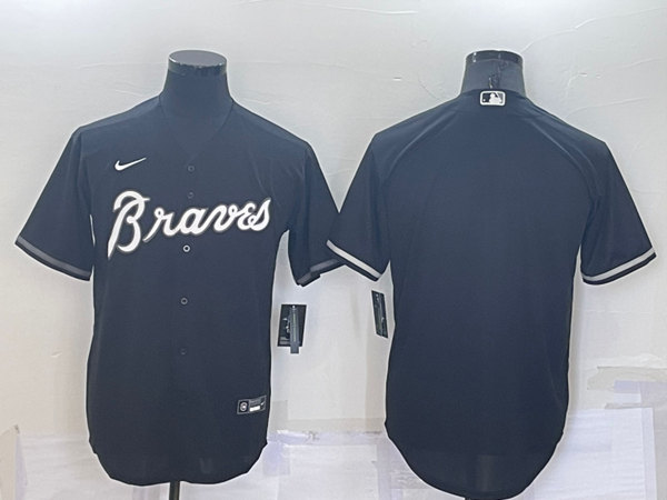 Men's Atlanta Braves Blank Black Cool Base Stitched Baseball Jersey