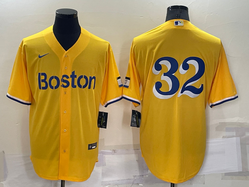 Men's Boston Red Sox #32 Matt Barnes Gold No Name 2021 City Connect Stitched MLB Cool Base Nike Jersey