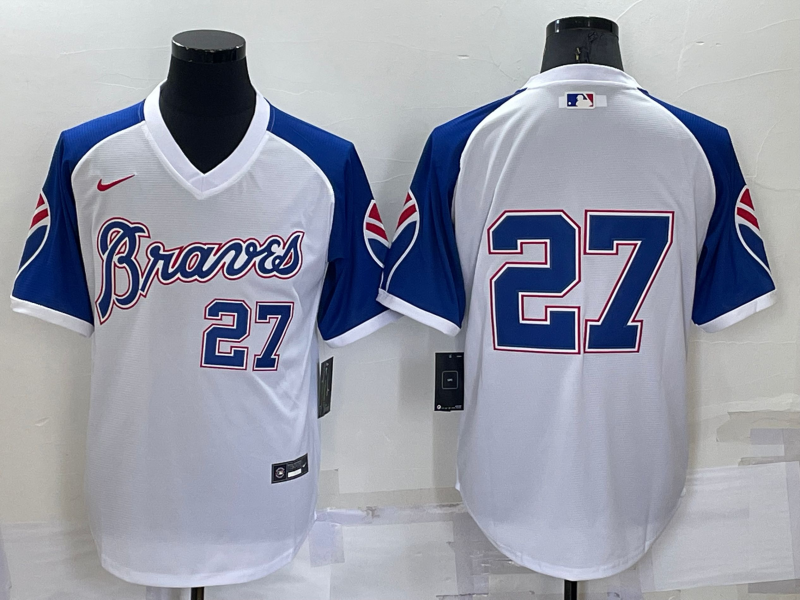 Men's Atlanta Braves #27 Austin Riley White Stitched MLB Throwback Nike Jersey