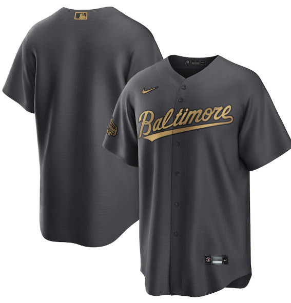 Men's Baltimore Orioles Blank Charcoal 2022 All-Star Cool Base Stitched Baseball Jersey