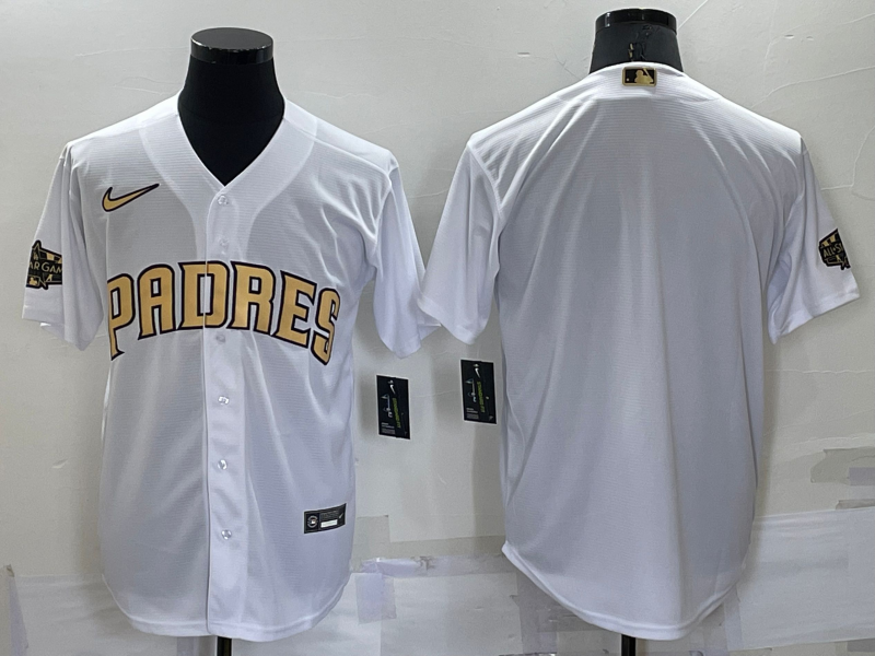 Men's San Diego Padres Blank White 2022 All Star Stitched Cool Base Nike Jersey