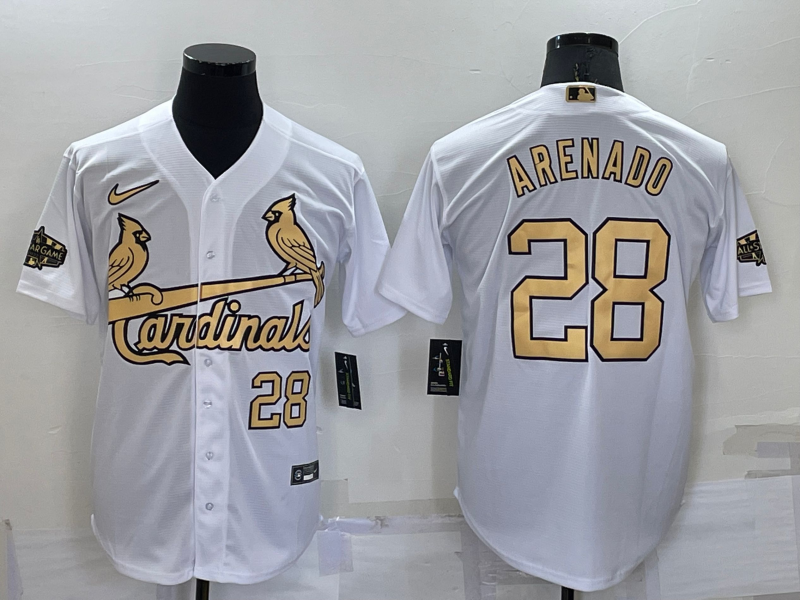 Men's St Louis Cardinals #28 Nolan Arenado Number White 2022 All Star Stitched Cool Base Nike Jersey