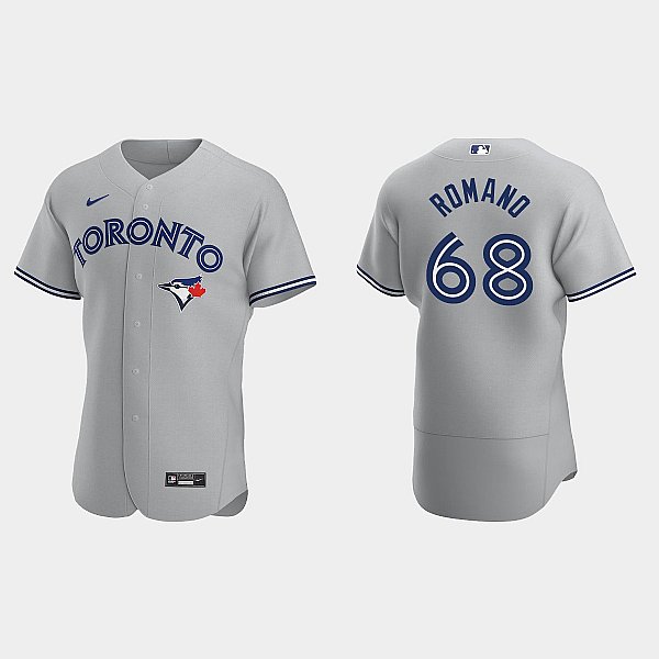 Men's Jordan Romano Blue Jays #68 Gray Authentic Road Jersey