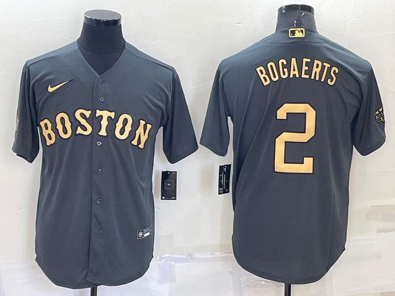 Men's Boston Red Sox #2 Xander Bogaerts Grey 2022 All Star Stitched Cool Base Nike Jersey