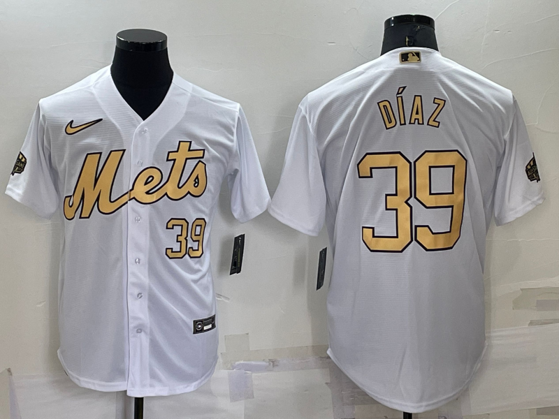 Men's New York Mets #39 Edwin Diaz Number White 2022 All Star Stitched Cool Base Nike Jersey