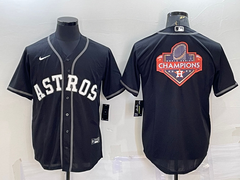 Men's Houston Astros Black Champions Big Logo Stitched MLB Cool Base Nike Jersey