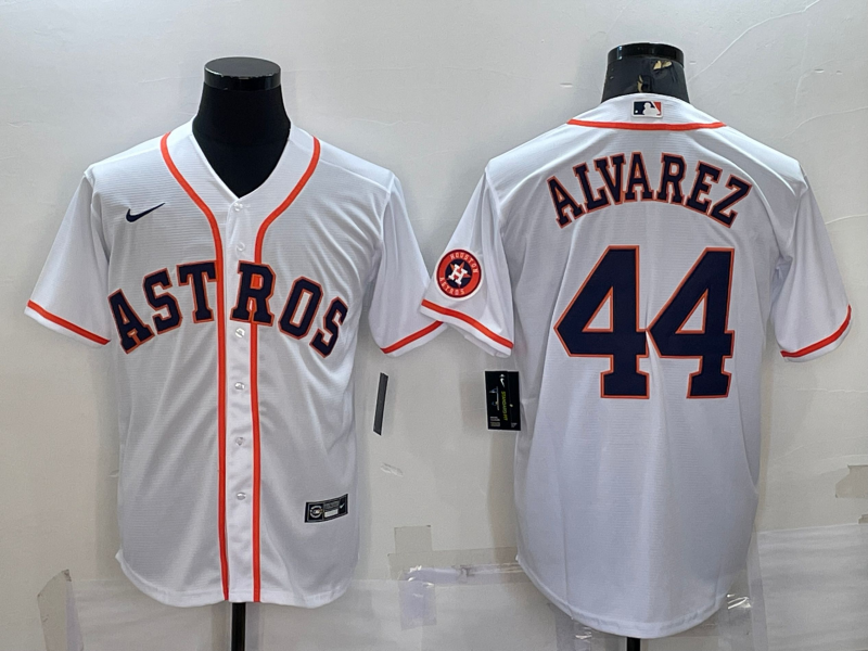 Men's Houston Astros #44 Yordan Alvarez White With Patch Stitched MLB Cool Base Nike Jersey