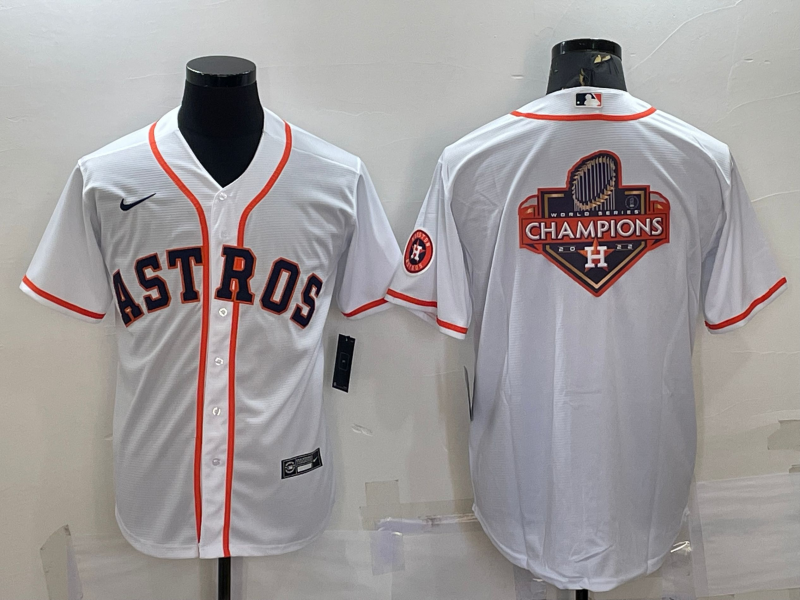 Men's Houston Astros White Champions Big Logo With Patch Stitched MLB Cool Base Nike Jersey