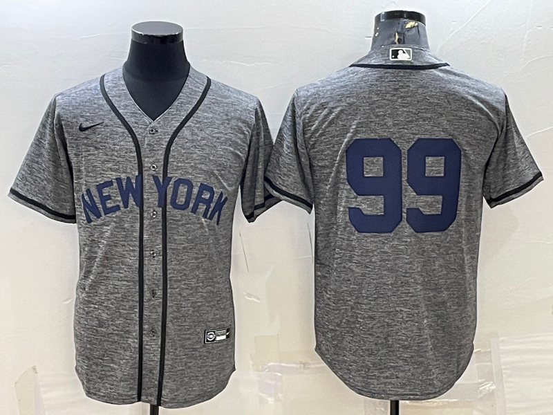 Men's New York Yankees #99 Aaron Judgey No Name Grey Gridiron Cool Base Stitched Jersey