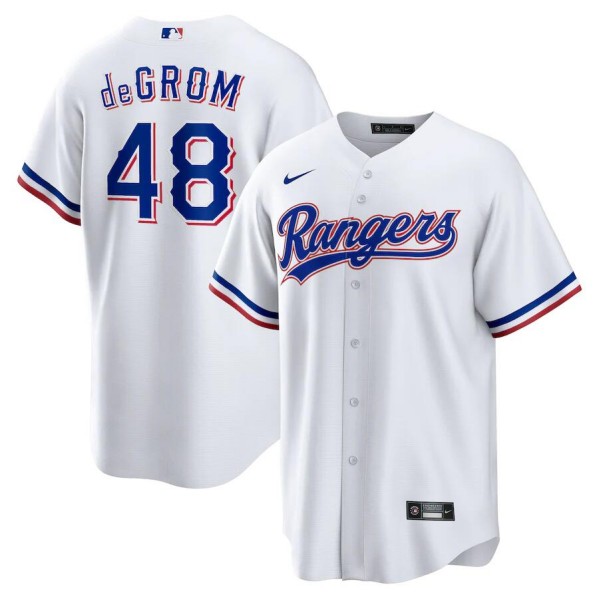 Men's Texas Rangers #48 Jacob deGrom White Cool Base Stitched Baseball Jersey