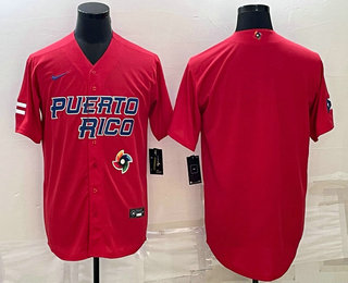 Men's Puerto Rico Baseball Blank 2023 Red World Baseball Classic Stitched Jersey