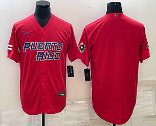 Men's Puerto Rico Baseball Blank 2023 Red World Baseball Classic Stitched Jerseys