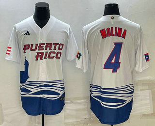 Men's Puerto Rico Baseball #4 Carlos Correa 2023 White World Baseball Classic Stitched Jerseys