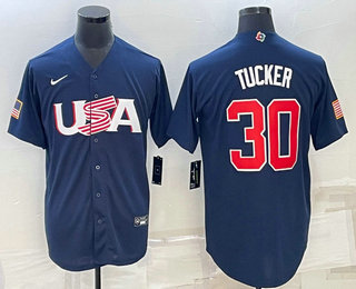 Men's USA Baseball #30 Kyle Tucker 2023 Navy World Baseball Classic Stitched Jerseys