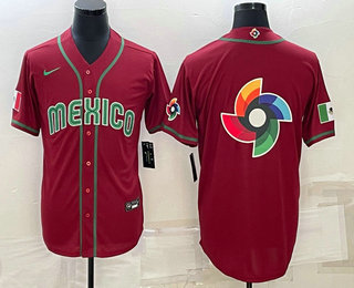 Men's Mexico Baseball 2023 Red World Baseball Big Logo Classic Stitched Jerseys