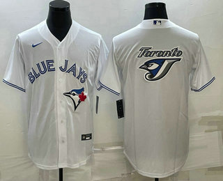 Men's Toronto Blue Jays Big Logo White Stitched MLB Cool Base Nike Jersey