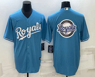 Men's Kansas City Royals Big Logo Blue Stitched MLB Cool Base Nike Jersey