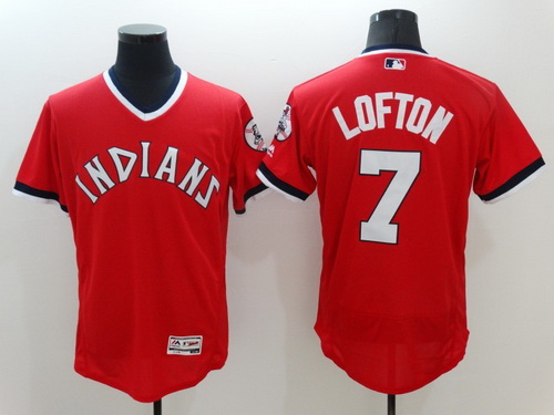 Men's Cleveland Indians #7 Kenny Lofton Red Pullover 2016 Flexbase Majestic Baseball Jersey