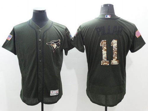 Men's Toronto Blue Jays #11 Kevin Pillar Green Salute to Service 2016 Flexbase Majestic Baseball Jersey