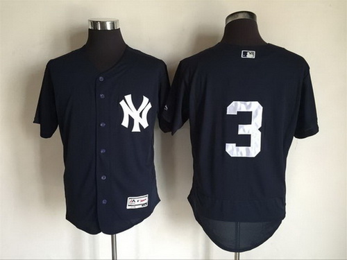 Men's New York Yankees #3 Babe Ruth Retired Navy Blue 2016 Flexbase Majestic Baseball Jersey