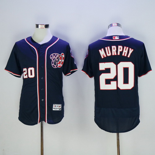 Men's Washington Nationals #20 Daniel Murphy Navy Blue 2016 Flexbase Majestic Baseball Jersey