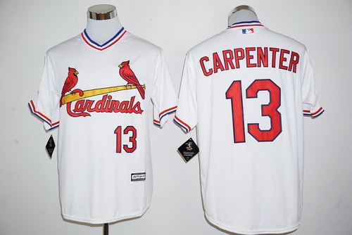 Men's St. Louis Cardinals #13 Matt Carpenter White Pullover Cool Base Baseball Jersey