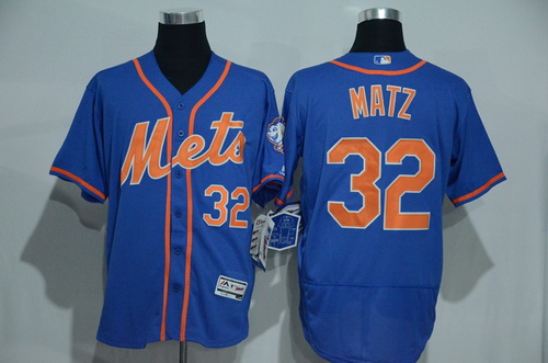 Men's New York Mets #32 Steven Matz Blue With Orange 2016 Flexbase Majestic Baseball Jersey